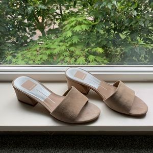 Dolce Vita blush suede mule with block heel size 6.5